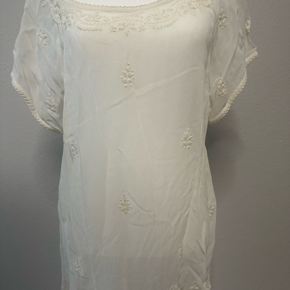 Lucky Brand Cream Embroidered Top - New With Tags